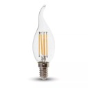 V-TAC LED žiarovka 4W E14 vlákno Plameň sviečky VT-1997 4000K 400lm