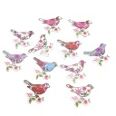 Prírodné drevené gombíky BIRDS 30x30 mm 10 ks