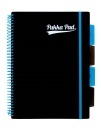 PUKKA PROJECT BOOK PP NEON BLACK Zápisník B5 kruh, modrý kockovaný