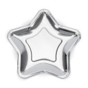 Strieborné papierové taniere STARS 18 cm, 6 ks, na Silvestra