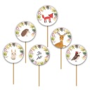 Pikers for muffins lesné zvieratká narodeniny 6 ks