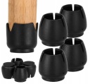 4x Ochranné silikónové poťahy s filcom na nohy stoličky 17mm-21mm ČIERNA!