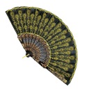 ŠPANIELSKÝ VENTILÁTOR ČIERNE ZLATÉ FLAMENCO
