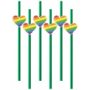 zelené slamky RAINBOW hearts LGBT rainbow x6