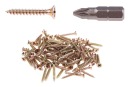 SKRUTKA DO DREVA 3,5 x 25 mm ZLATÁ POZINKOVANÁ ŽLTÁ 100 KS + KUŽELOVÝ BIT PZ2