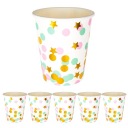 Mint papierové poháre z ružového zlata PASTEL CONFETTI 6 ks.