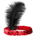 červená flitrová čelenka čierna FEATHER flapper ball 20. roky RETRO karneval
