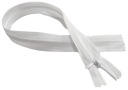 Zips 40 cm, vnútorný, nerozopínateľný špirálový zips, bielo-biely