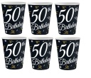 Poháre Papierové poháre k 50. narodeninám Happy Birthday 250 ml 6 ks.