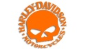 Oranžová nálepka s lebkou HARLEY DAVIDSON