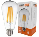 LED žiarovka E27 vlákno 6W ST64 840 lumenov neutrálna SuperLED