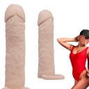 Návlek na penis so zahusťujúcou textúrou, skutočný 16 cm