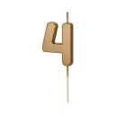 Narodeninová sviečka číslo 4 - zlatá, 4,5 cm