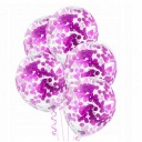 Priehľadný balón s ružovými konfetami - fuchsiová - 10 ks