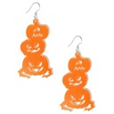 NÁUŠNICE oranžové HALLOWEENské tekvice TRI TVÁRE akryl
