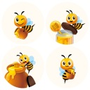 16 kusov 5cm samolepky Happy Bee etikety šťastná včielka