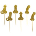 PIKERY hen party gold GLITTER penisy x6