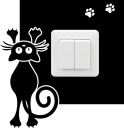 NÁLEPKA NA KONTAKTNÝ VYPÍNAČ ZÁSUVKY S CAT CAT STENA ČIERNA KO45