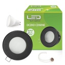 Hermetické halogénové očko pre Soffit Black IP44 + GU10 + zásuvka