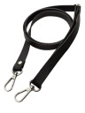 Popruh na kabelku 15 mm čierny so striebornými karabínkami 65 - 119 cm