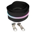 5mm špirálová páska na zips, dúhová čierna