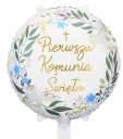 Fóliový balón na prvé sväté prijímanie Prvé sväté prijímanie 45 cm okrúhle listy