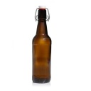 PIVOVÁ SKLENENÁ FĽAŠA S UZÁVEROM, 500ml, HNEDÁ
