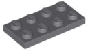 LEGO TANIER 2X4 TMAVO SIVÁ Č. 3020 - 2 KS