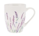 Porcelánový hrnček na kávu, čaj, LEVANDUĽA, 350 ml, mliečne biela, kvety levandule
