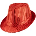 FEDORA klobúk flitrové klobúky RED SEQUINS