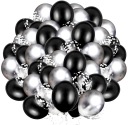 Silvestrovské balóny Silver Black Confetti 30 ks
