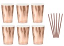 Hrnčeky Hrnčeky Rose Gold 6 kusov Slamky zadarmo