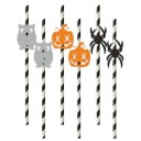 PRUHOVANÉ papierové slamky, mix HALLOWEEN, farba 6x