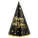 Čiapky so zlatým nápisom Happy New Year, 6 ks
