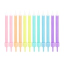Narodeninové sviečky Pastelové farby Rainbow narodeninová oslava 12 ks