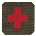 Nášivka na suchý zips MEDIC CROSS LASER CUT M-TAC Medyka Cross Olivovo-červená