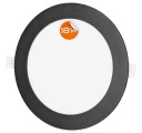 LED panel, zápustný, sadrokartónový, čierny, okrúhle stropné svietidlo, 18W