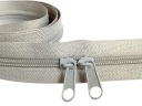 Špirálová páska na zips 5 mm zips na meter SVETLO SIVÁ 1 meter + 2 zipsy