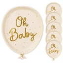 Detské sprchové taniere One Year Old Oh Baby, béžový papierový balón, 22 cm, 6 ks