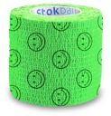 ELASTICKÁ KOHÉZNA BANDÁŽ, zelená s úsmevmi, 5 cm