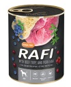 RAFI mokré krmivo pre psov, konzerva, 800g, HOVÄZÍ ŽALÚDOK so šunkou, ovocie, BEZ OBILÍ