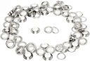 Strieborné nerezové očká 10 mm 100 sád, chróm 1 cm