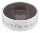 Keramická miska Pet's Home, 0,3 l/o 12 cm, krémová/tmavošedá