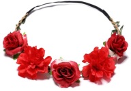 ČELENKA BOHO RED FLOWERS BRIDGE SVADOBNÝ VENEC S gumičkou