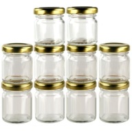 Sklenené dózy 40ml 10ks zlatá svadobná dóza vďaka hosťom