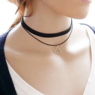 Náhrdelník Black Choker Silver Triangle Chocker