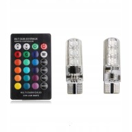 2 W5W LED T10 RGB ŽIAROVKY 16 FAREBNÉ PARKOVACIE DIAĽKOVÉ OVLÁDANIE