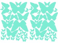 Nálepky na stenu BOTTERFLIES - 56 ks - mint