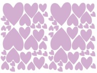 Nálepky na stenu HEARTS - 68 ks - lila