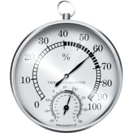 Meteostanica HYGROMETER TEPLOMER strieborná presná RETRO ANALÓGOVÁ Ø 10cm